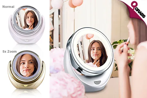 From QR79, See Every Detail with LED Rotating Two-Sided Mirrors - Each Comes with FREE Cosmetic Organizer Box! (Up to QR270 Value)